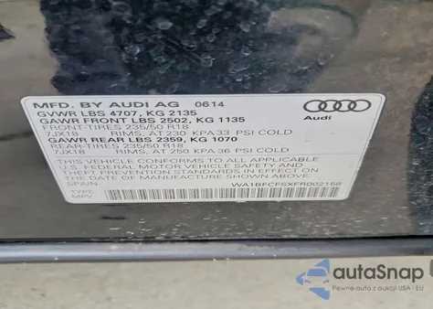 2015 Audi Q3 Premium Plus z USA, uszkodzony, nr VIN WA1BFCFSXFR002158